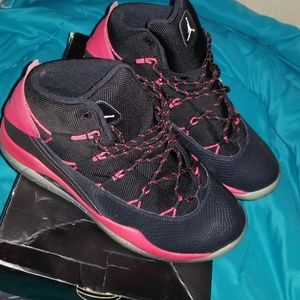 Girls Fushion Red And Black Prime Flight Jordans